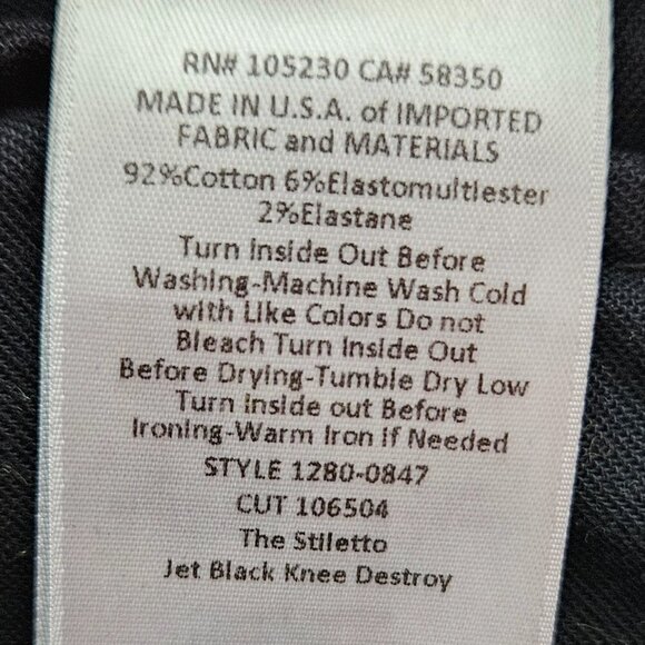 Current/Elliott / Revolve The Stiletto Skinny Jean Jet Black Knee Destroy 25-0 - Picture 15 of 15